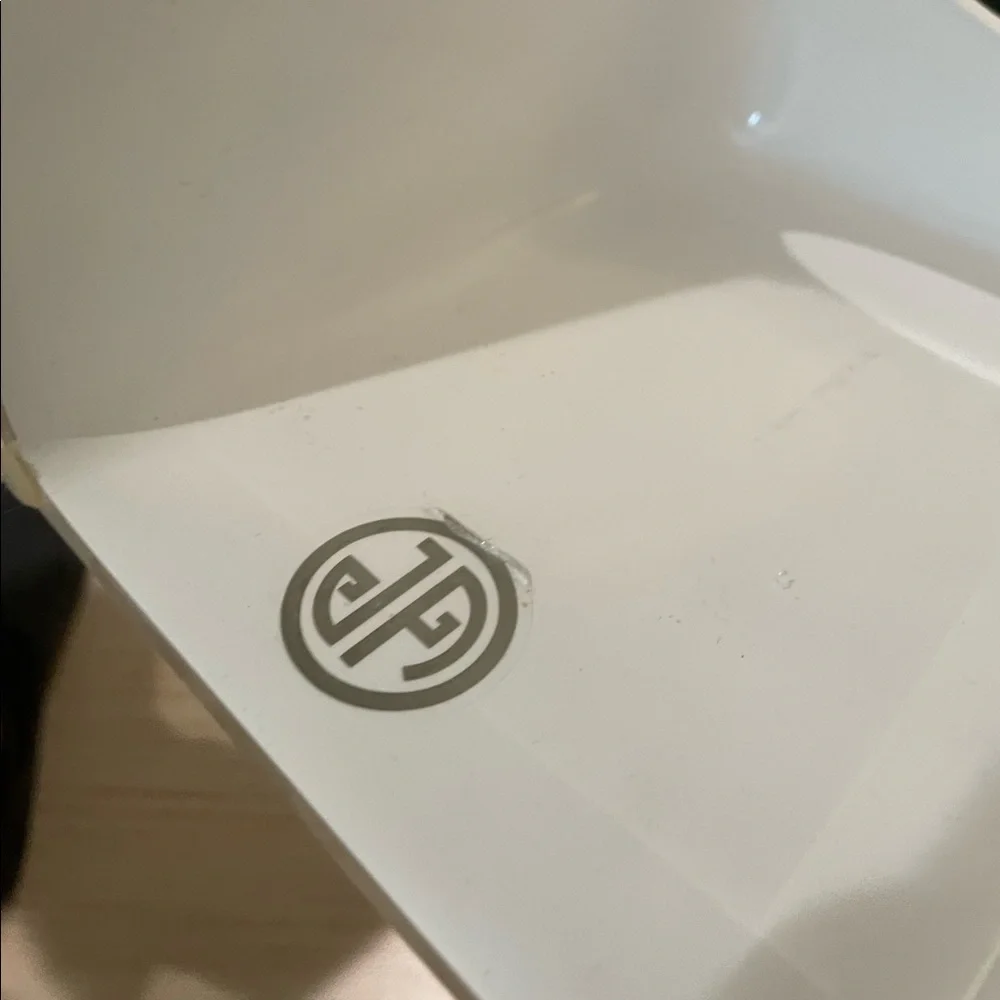 Jonathan Adler Frosted Lucite Trash Can and Tissue Cover Bath Set